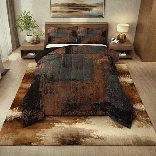 Black Brown And Grey Bedding Set For Adults,Grunge Watercolor Queen Multi 16