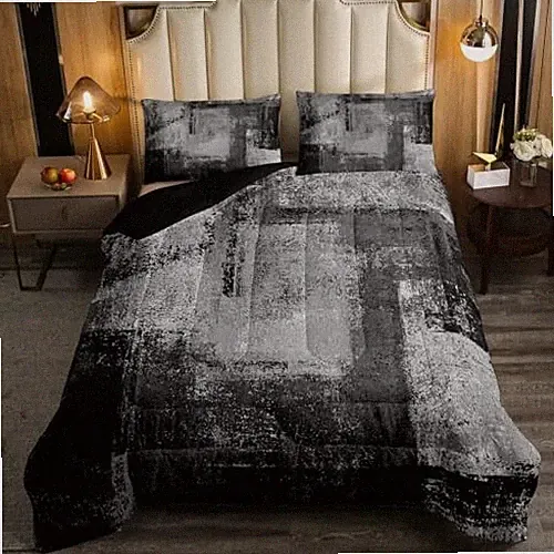 Black White Grey Comforter Set Grunge Watercolor Ombre Bedding Queen Multi 09