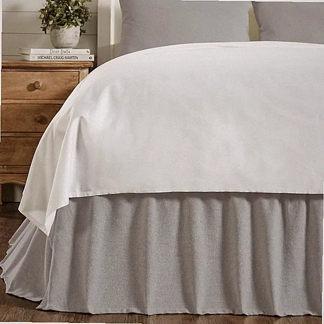 Farmhouse King Bed Skirt Grey Gathered Burlap Dove Bedroom Decor VHC Brands