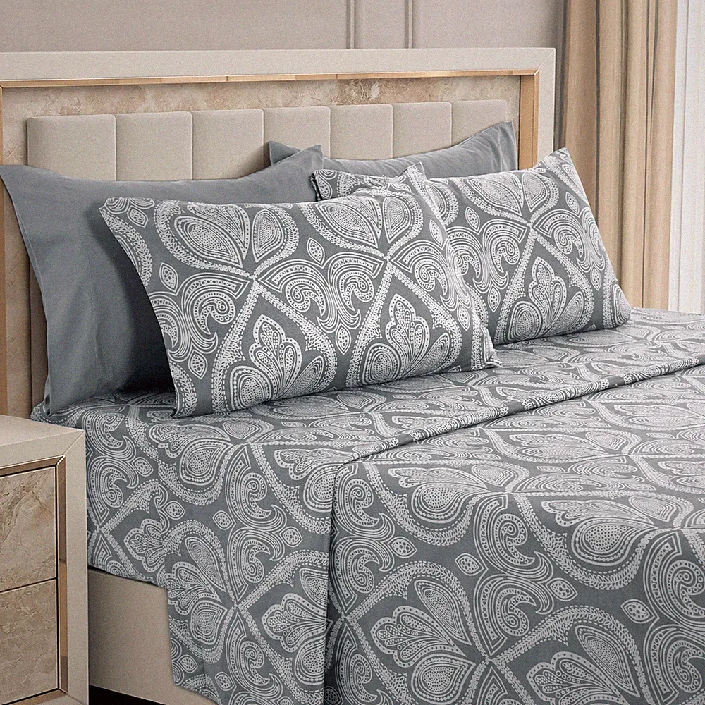 Luxury Deep Pocket 6 Piece Bed Sheet Set 1800 Series Hotel Comfort Paisley Sheet