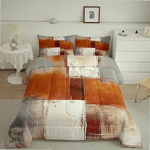 Orange Abstract Bedding Sets Ombre Comforter Set, Gray Grunge Queen Ombre 09