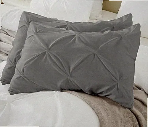 Queen Pillow Shams Set of 2 Pinch Pleated Dark Grey Pillow Shams Queen 20X30...