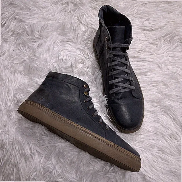 ROAN by Bed Stu Colton II Boots Men's 13 Gray Leather Moto Ankle Zip Grunge USA