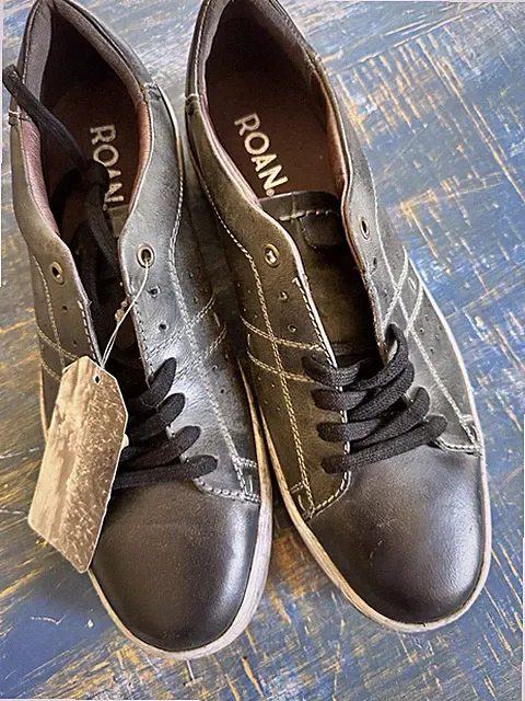 ROAN By Bed Stu Mens Henson Grey Burnished Distressed Leather Shoes grunge rock