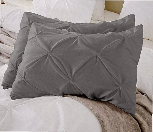 Standard Pillow Shams Set of 2 Pinch Pleated Dark Grey Pillow Shams Standard