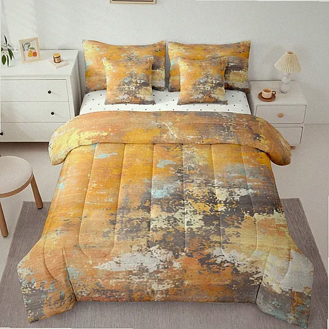 Tie Dye Comforter Set 7 Pcs,Modern Abstract Bedding Set Grunge Room Decor,Waterc